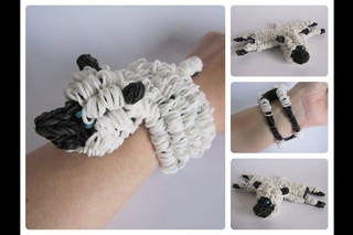 Браслет овечка из резинок Rainbow Loom