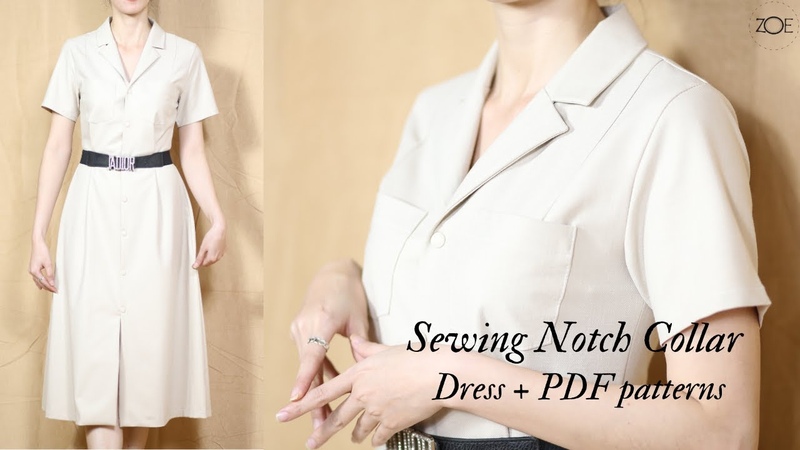 Sewing Notch Collar Dress + PDF patterns, Zoe