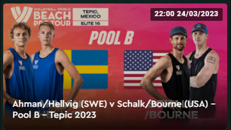 Ahman, Hellvig ( SWE) v Schalk, Bourne ( USA) Pool B Tepic