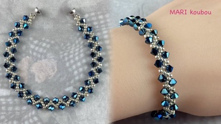 4mm//Bracelet made with 4mm bicone beads and seed beads 11/0