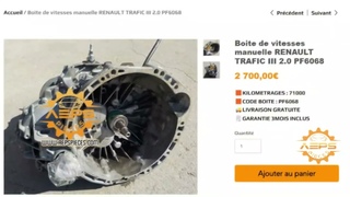- Boite de vitesses manuelle RENAULT TRAFIC III 2.0 PF6068