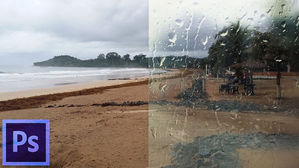 Realistic Water Drops effect on a Wet Frosted Glass Photoshop