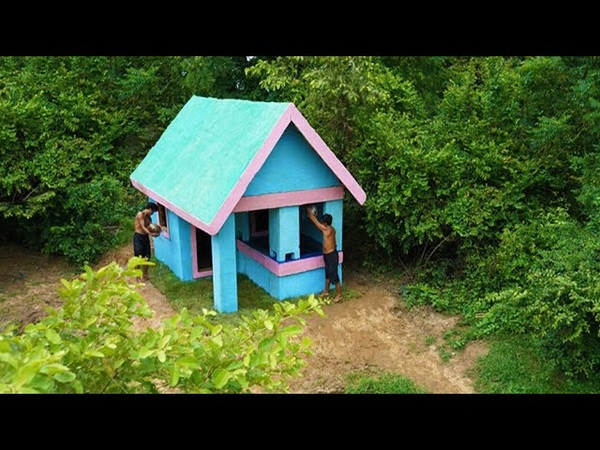 Buildig Beautiful Survival Mud House And Small Swimming