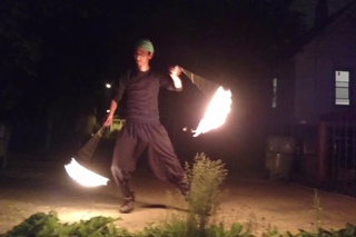Fire Contact juggling- fire poi combo practice