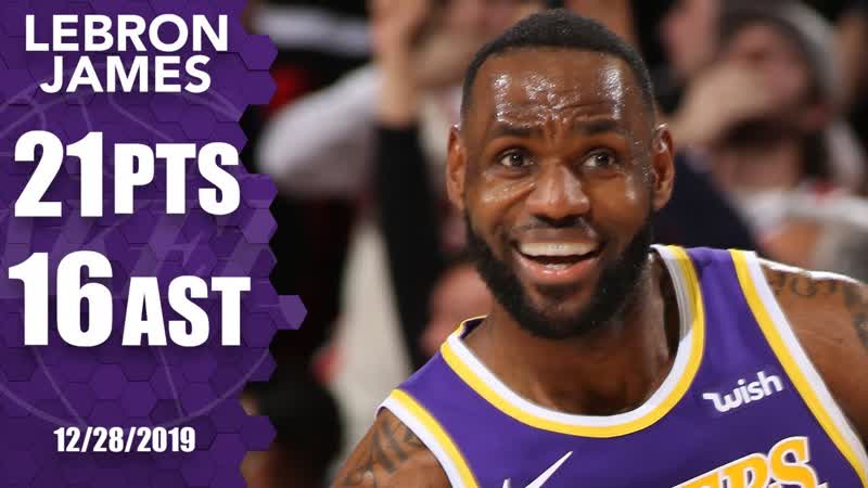 Le Bron James puts up impressive double double on road vs. Trail Blazers, 2019 20 NBA