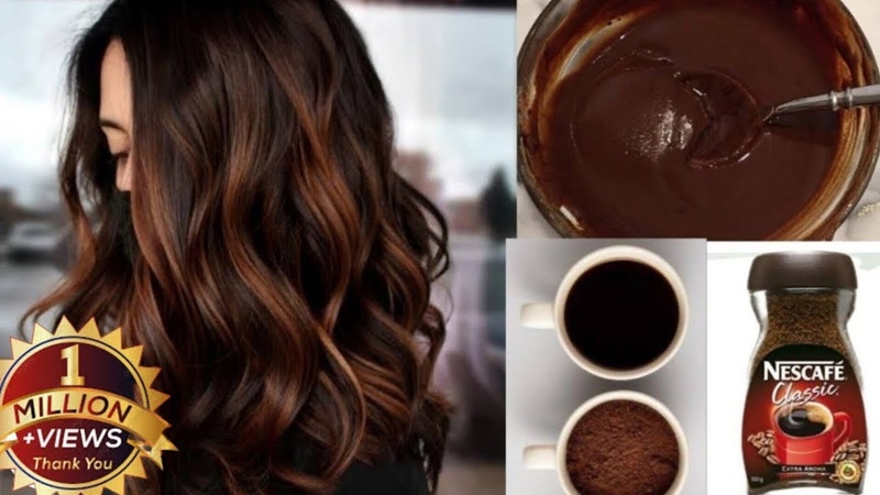 Coffee hair mask, Dye hair naturally in a shiny brown color from the first use, effective Hair
