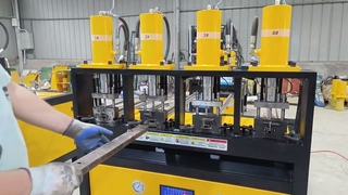 4 Workstations Semi Automatic Hydraulic Pipe Punching Machine Punching Hole On 50x25mm Tube