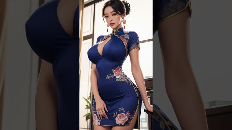 성숙한 여인의 CHINA DRESS, lookbook, ai, ai룩북, AI룩, cheongsam, fashion, poses,